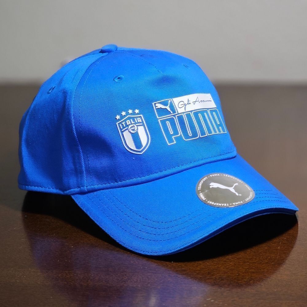 Puma Italia National Soccer Team Dad Hat Cap Blue White 3D Vinyl Logo Adjustable